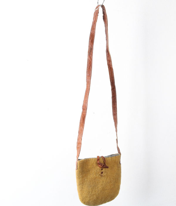 wool + leather cross bag
