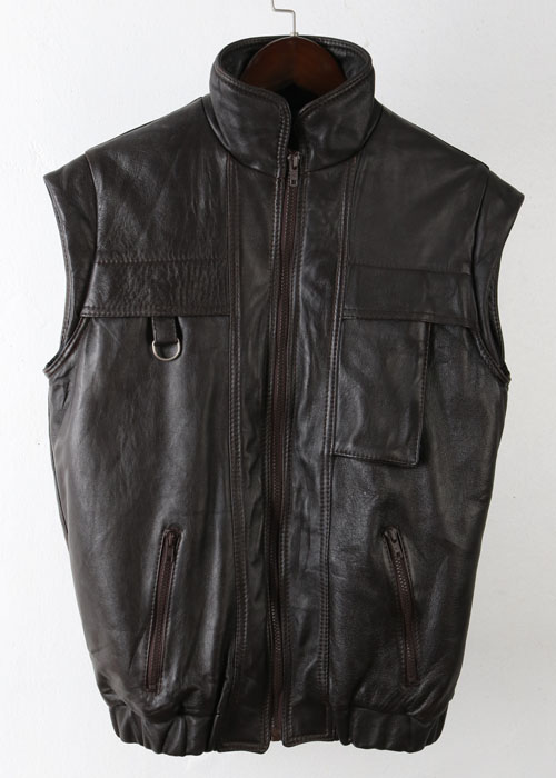 RAF SIMONS leather padding vest