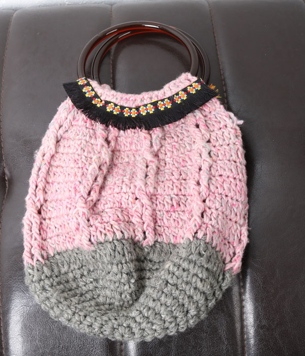 hand knit tote bag