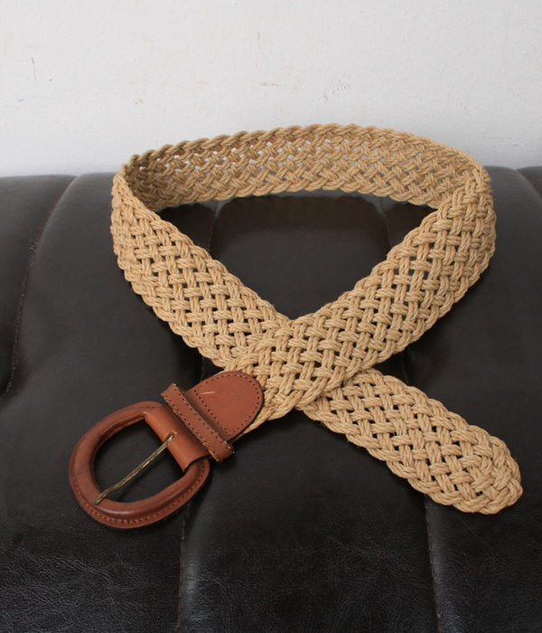straw+leather belt