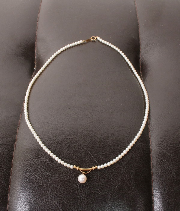 18K gold + pearl necklace(41cm)