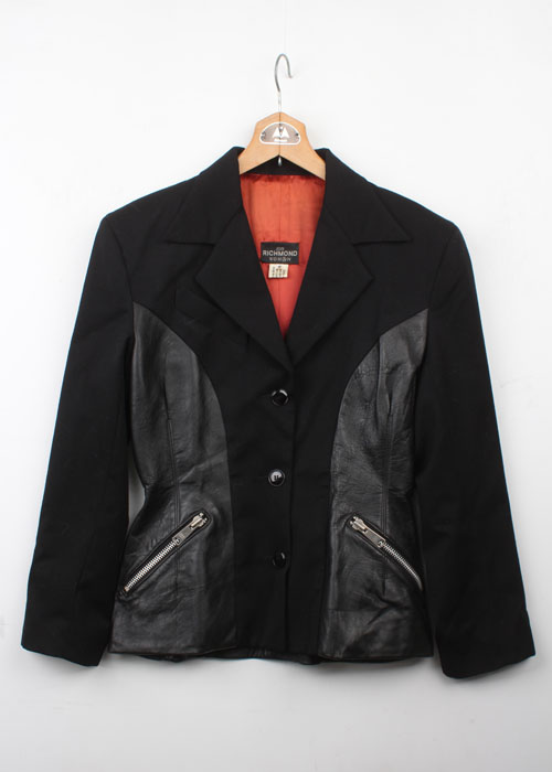 JOHN RICHMOND leather trim jacket