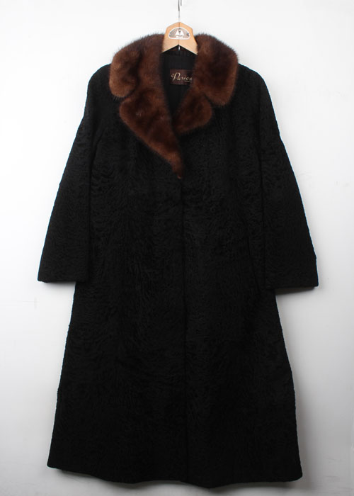 Parion wool felt&amp;mink trim coat